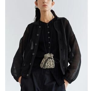 RUS Rogu Cardigan Mesh Buttoned Cardigan Sweater